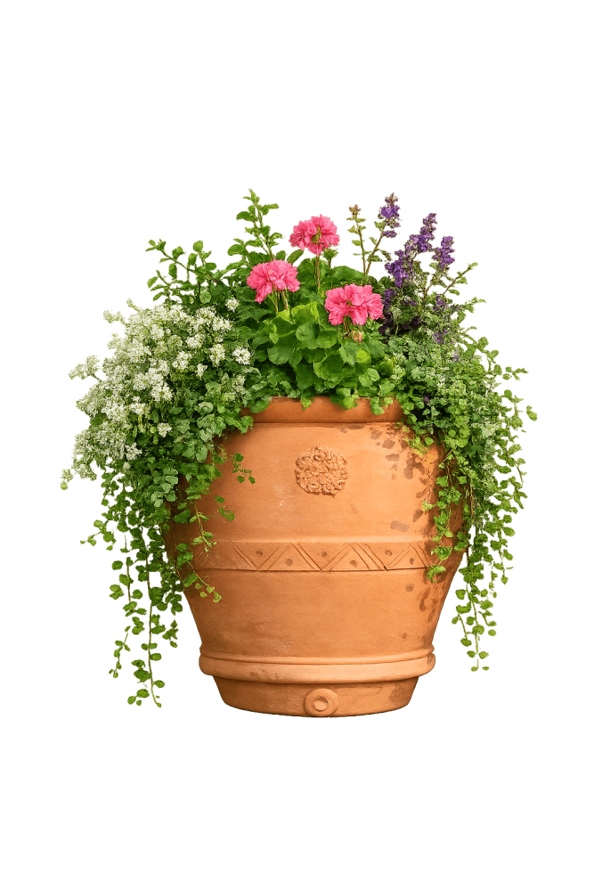 jarre mural classique en terre cuite d’Impruneta pour jardin, balcon et terrasse